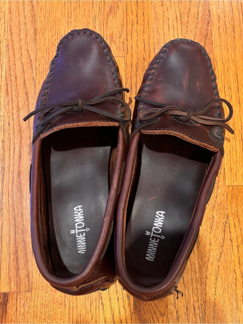 Minnetonka Leather Moccasin Loafers dark brown Mens 9.5